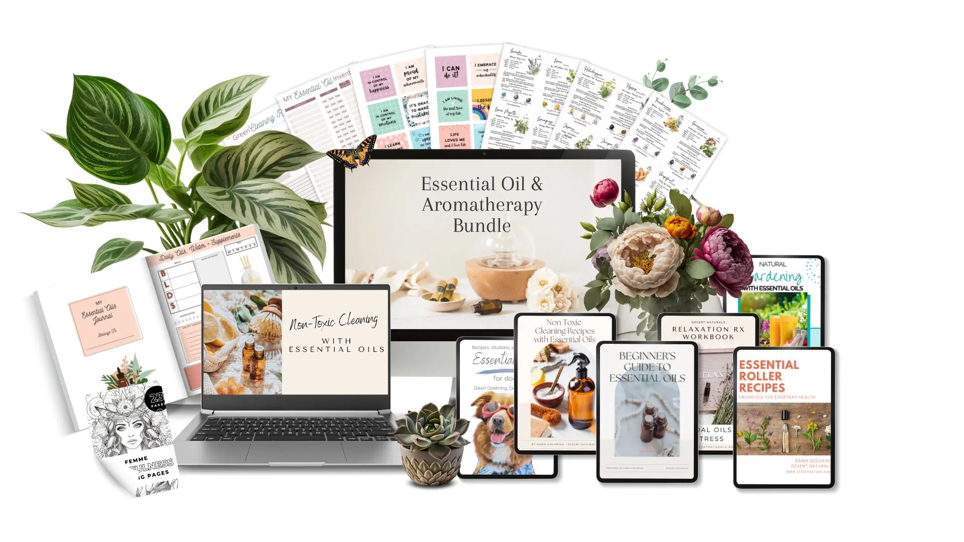 mockup of the Essential Oil and Aromatherapy Course bundle