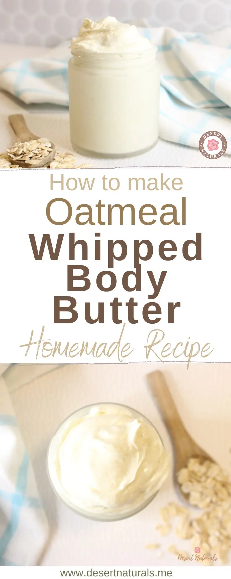 jars of homemade whipped body butter with oatmeal