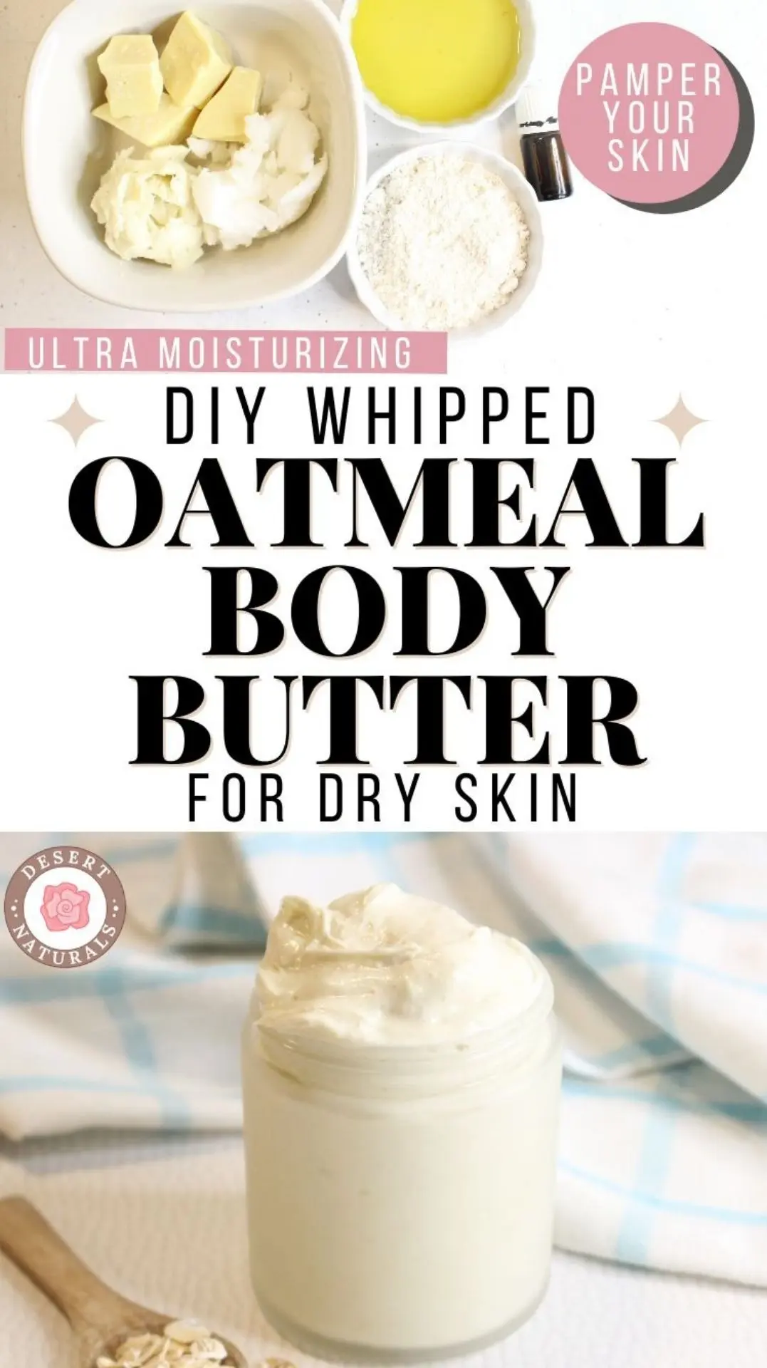 jar of homemade whipped oatmeal body butter for dry skin
