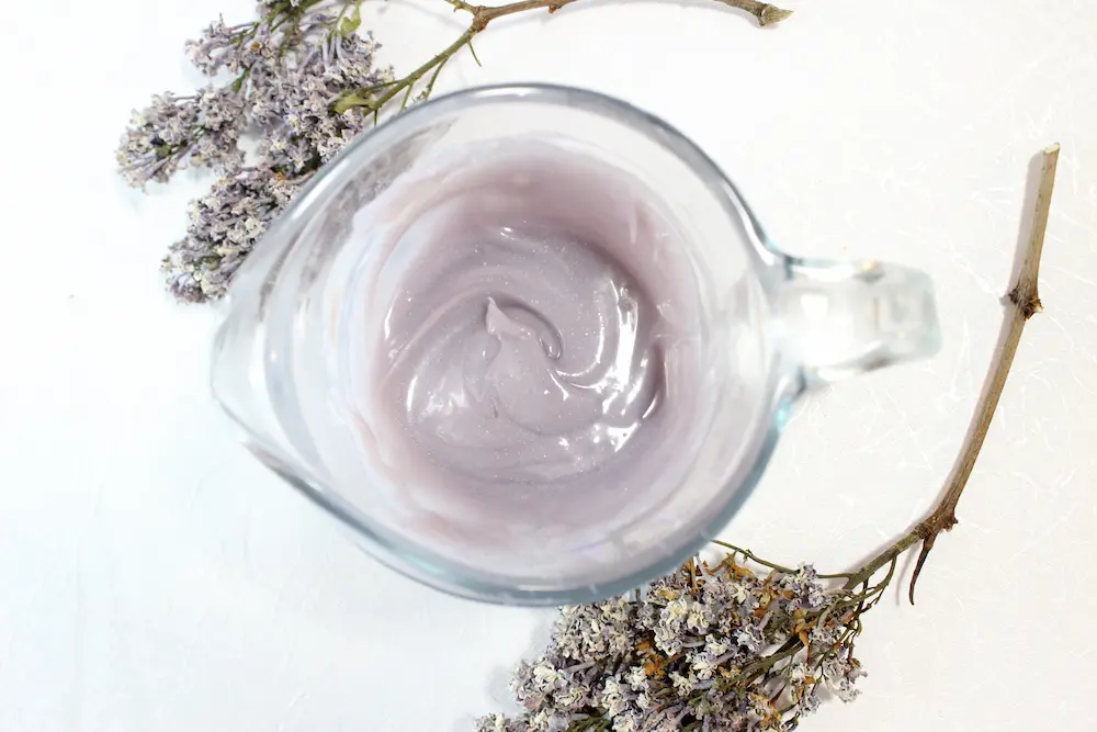 photo of diy lilac lotion with lavender micah powder