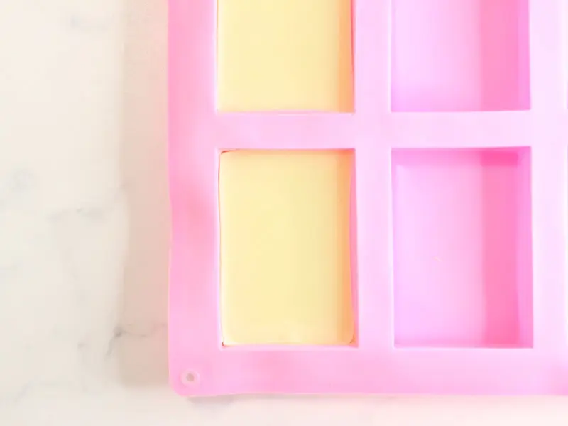 photo of diy conditioner bars cooling in silicone soap mold