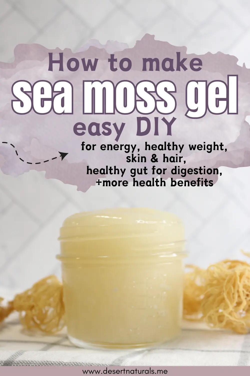 a jar of sea moss gel with text