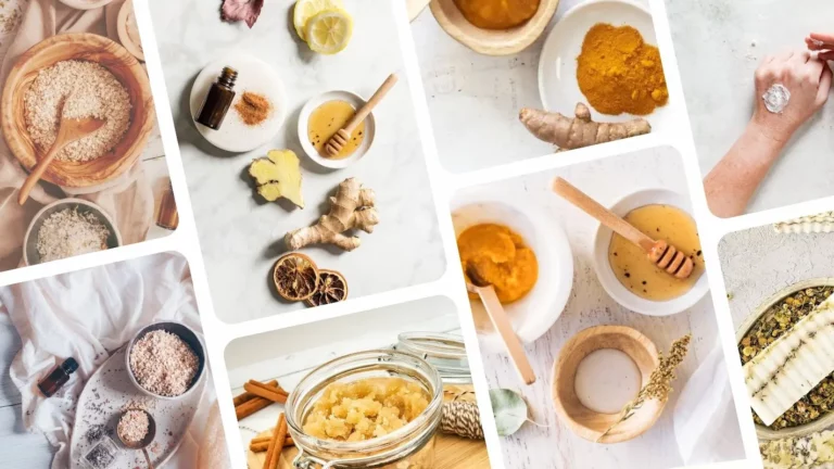 collage of natural fall skincare diy products