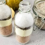 image of layered pumpkin spice latte bath salts in a glass bottle