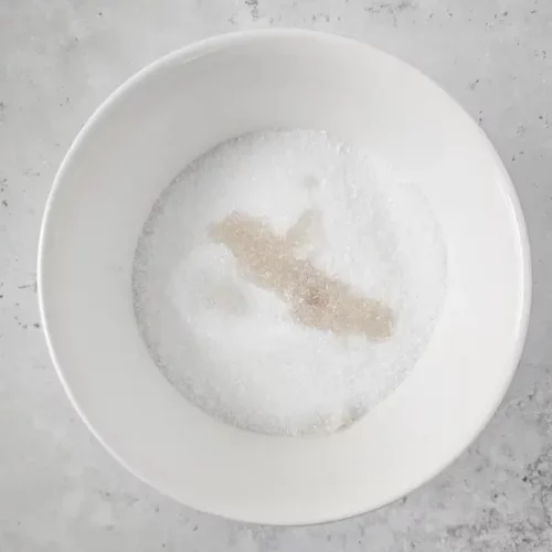 Pumpkin Latte Bath Salts DIY Recipe 15 a bowl of epsom salts with essential oil for making pumpkin latte bath salts