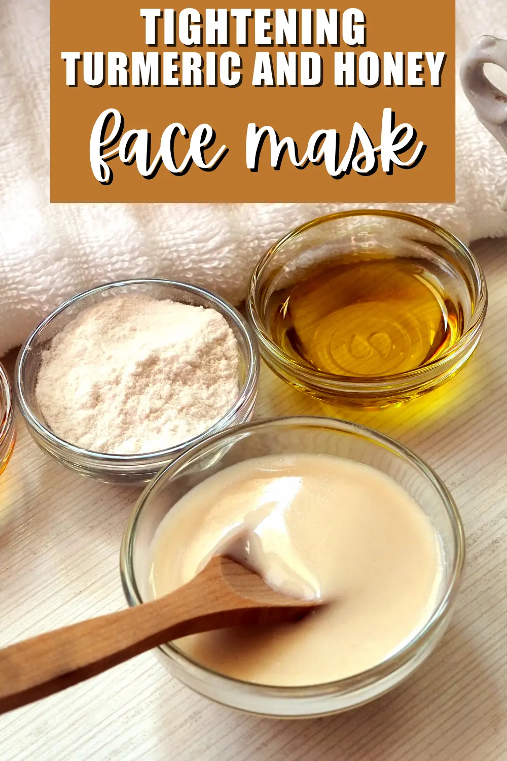 bowls of turmeric and honey for a homemade face mask