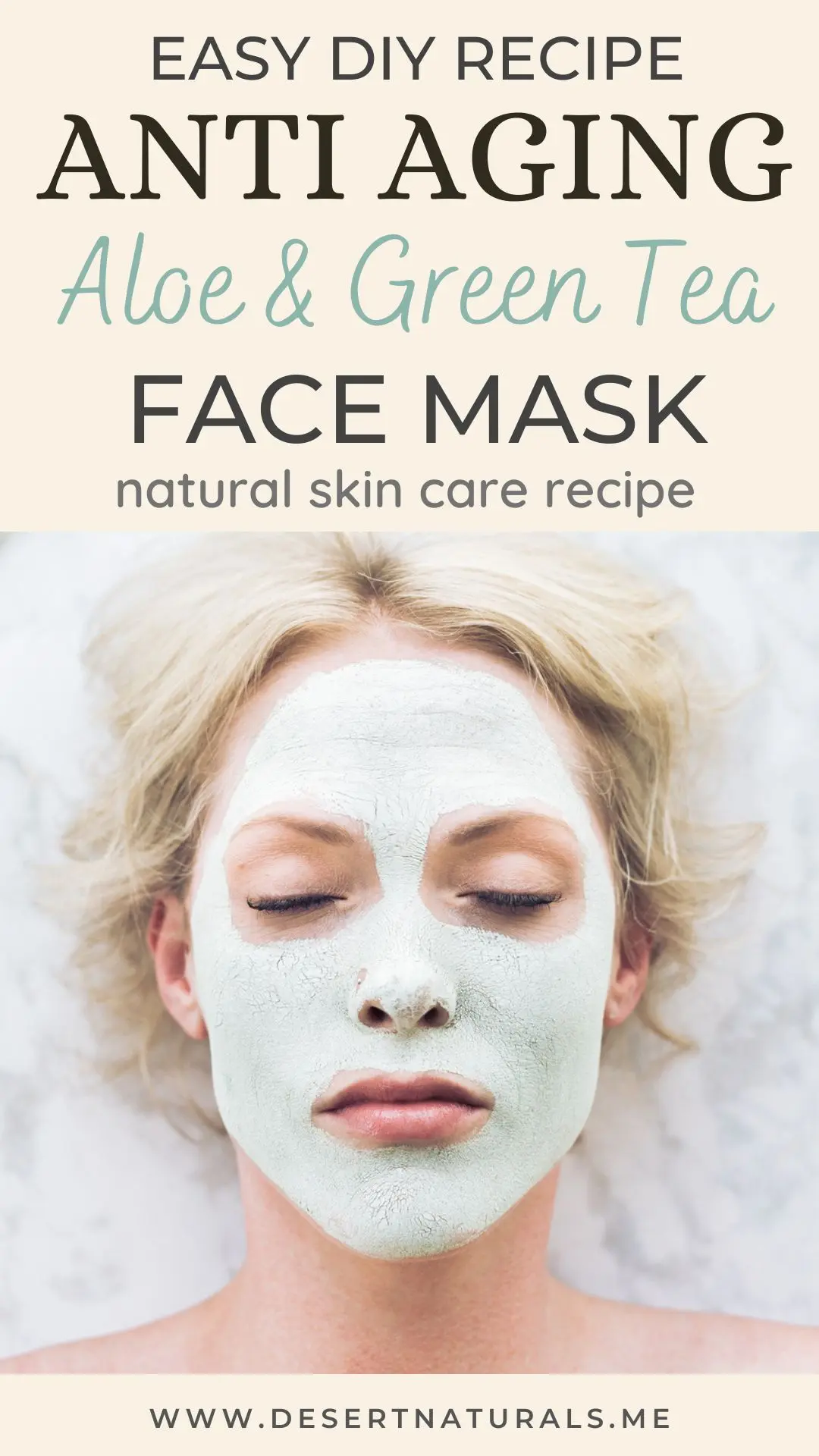 a woman with a green tea and aloe diy face mask on her face