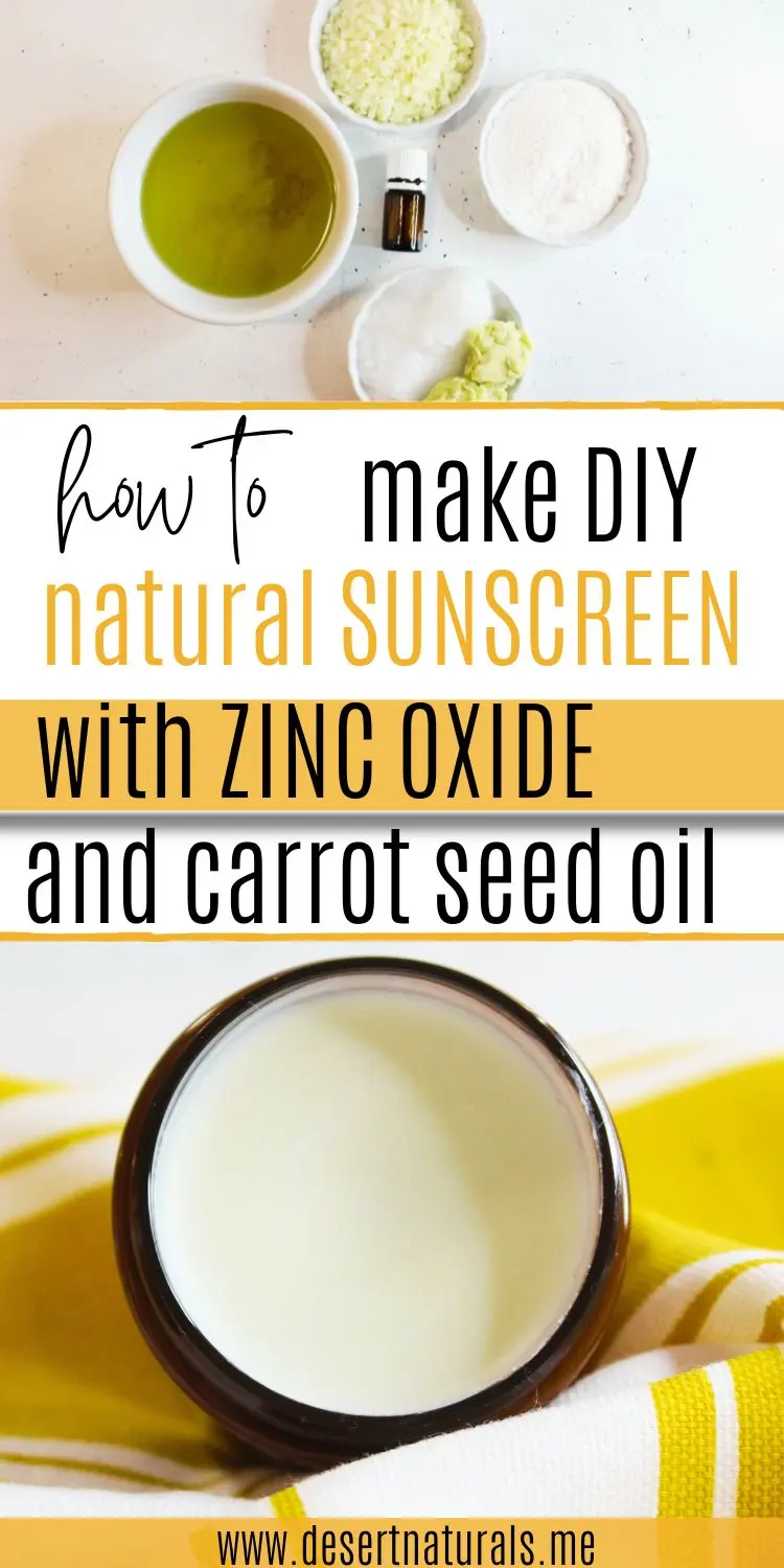 jar of homemade diy natural sunscreen and bowls of natural ingredients used to make it