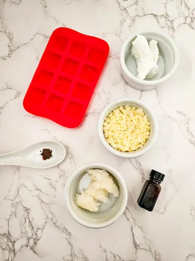 supplies needed to make vanilla bean lotion bars