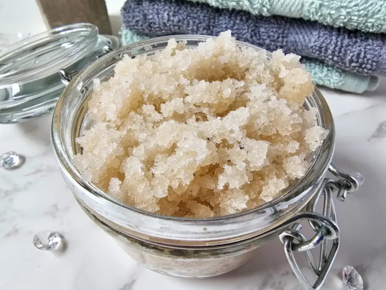 a jar of homemade vanilla orange sugar scrub