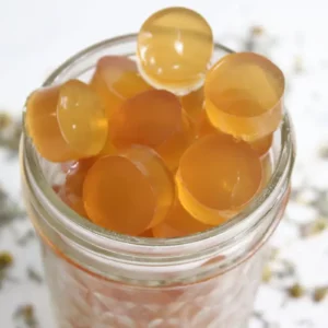 glass jar of homemade natural sleep gummies for kids