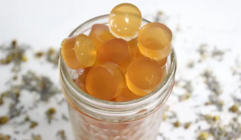glass jar of homemade natural sleep gummies for kids