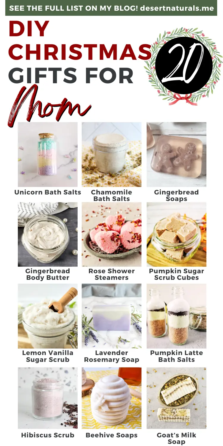 Collage of diy gifts for Christmas for mom