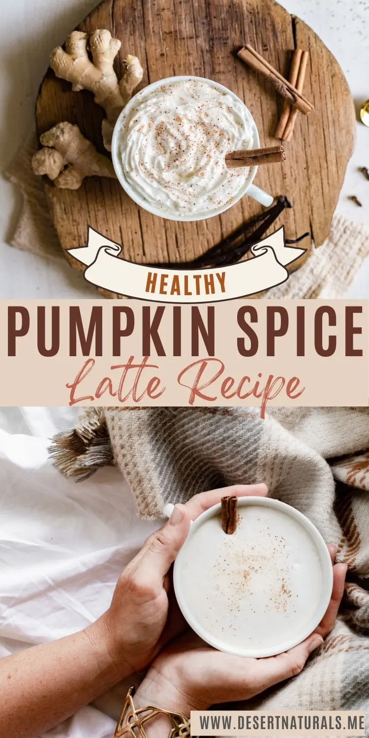 2 photos of healthy paleo homemade pumpkin spice lattes
