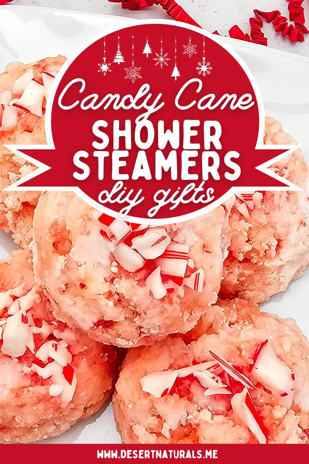 homemade candy cane shower steamers for diy gifts