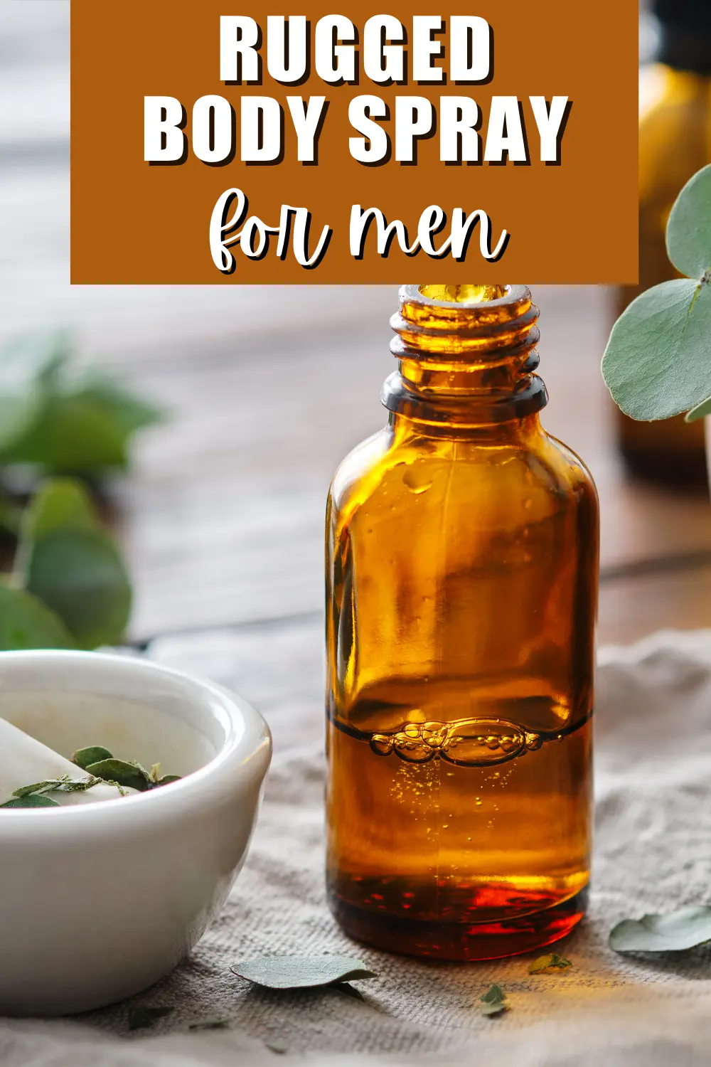 glass essential oil spray bottles with text rugged body spray for men