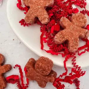 homemade gingerbread bath bombs with red confetti