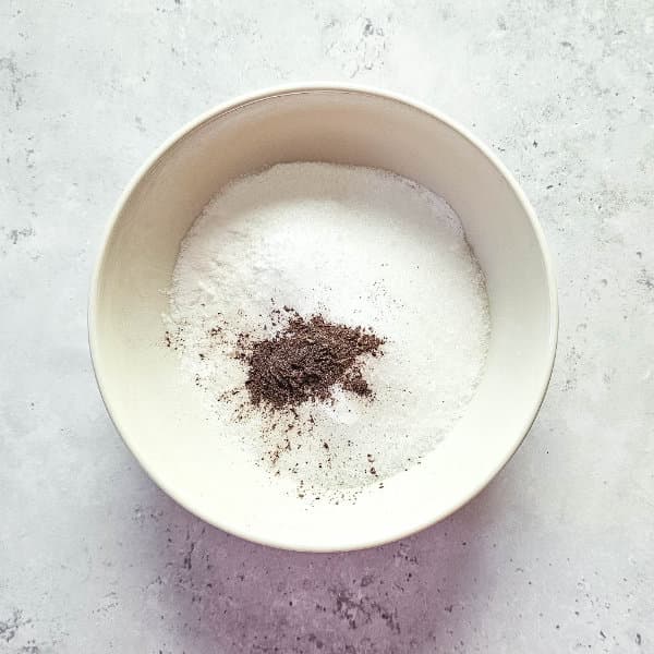 bowl of Epsom salts and mica powder for making gingerbread shower bombs