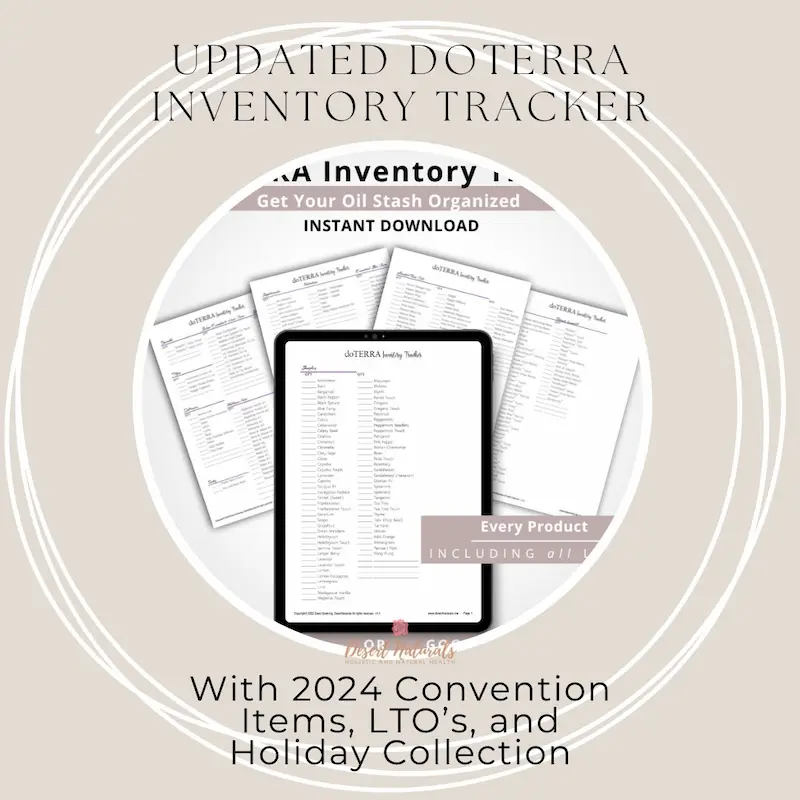 mockup of doTERRA Inventory tracker updated with 2024 convention, LTO and holiday items