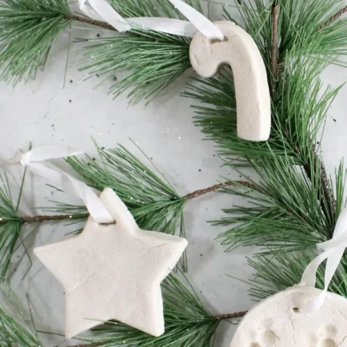 Easy Kid Friendly Christmas Craft - No Bake Essential Oil Diffuser Ornament 8 homemade no bake diffuser ornaments on Christmas tree greenery
