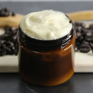 jar of homemade diy coffee eye cream
