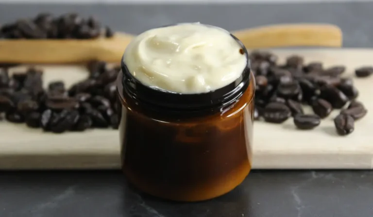 jar of homemade diy coffee eye cream