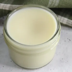 glass jar of homemade beard balm from a natural diy recipe