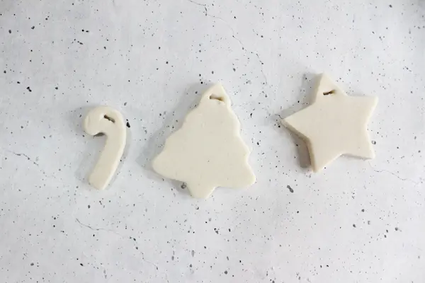 Christmas shaped no baked diffuser ornaments cut out from dough