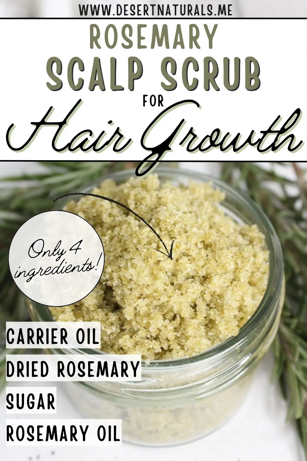 jar of homemade diy scalp scrub with rosemary for healthy hair growth