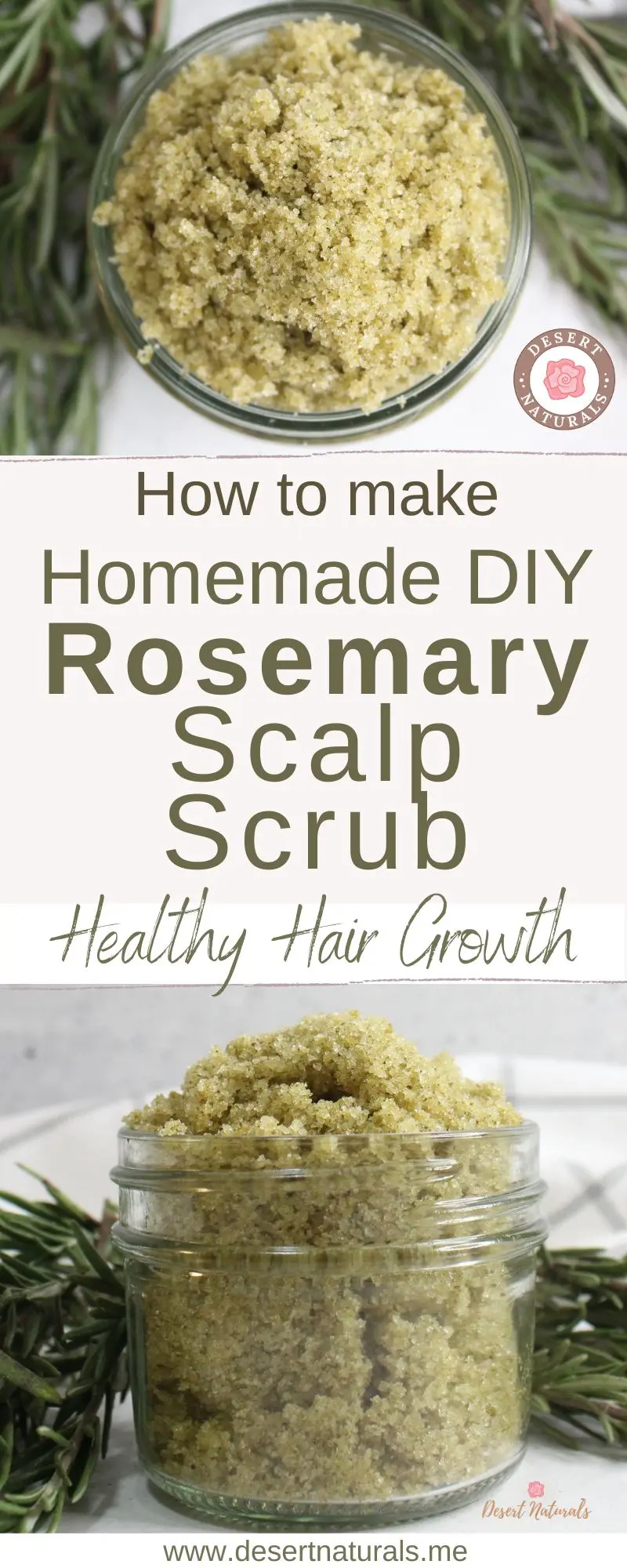 jar of homemade diy scalp scrub with rosemary for healthy hair growth