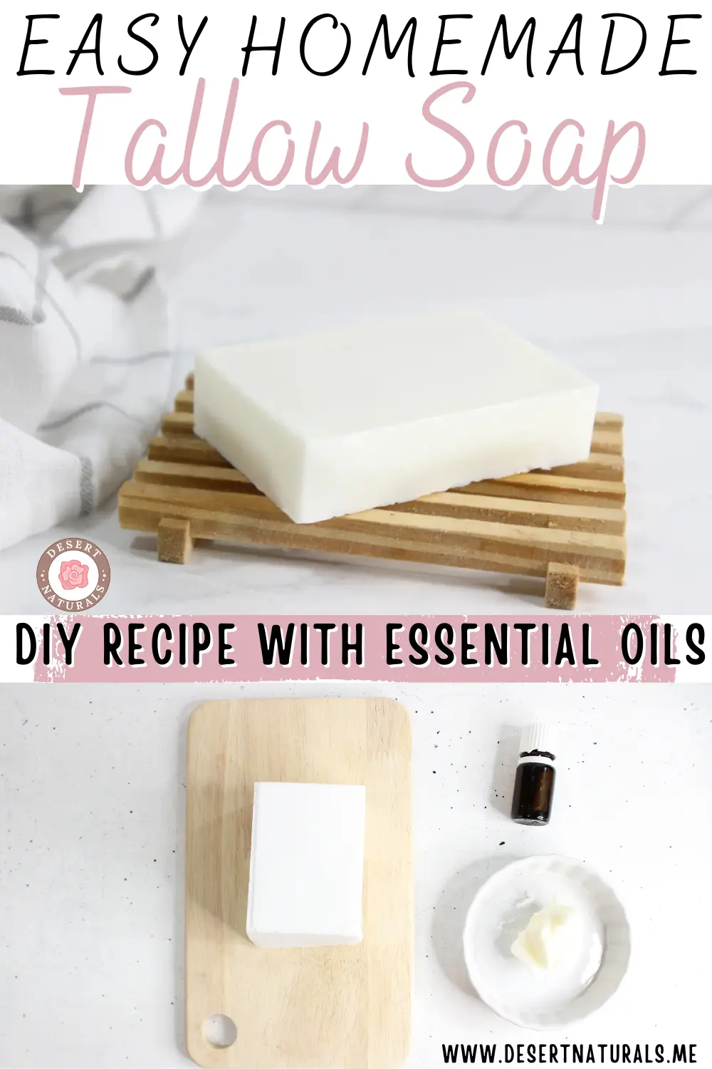 bars of homemade tallow soap from melt and pour base with essential oil