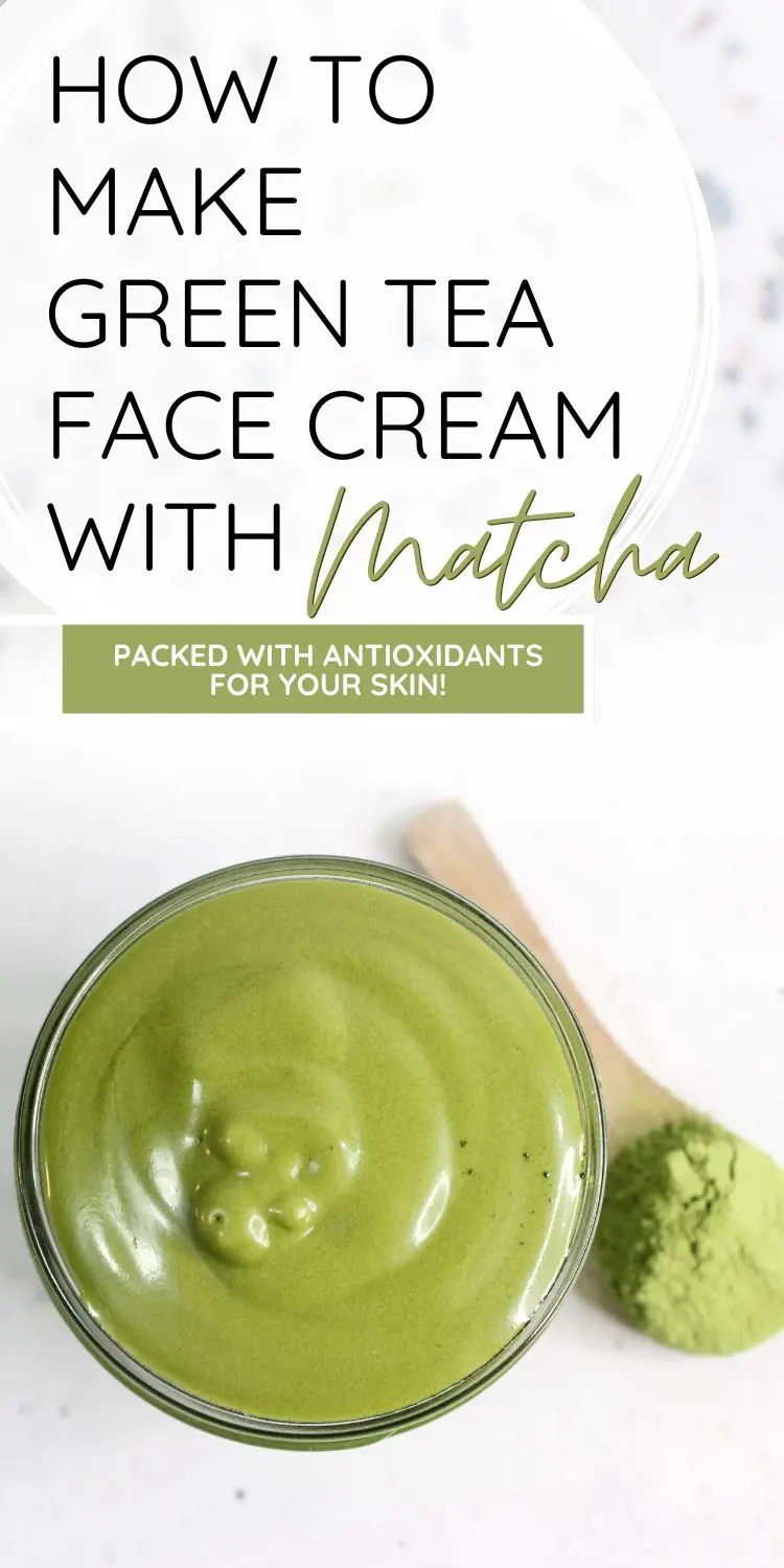 jar of homemade green tea face cream made with matcha