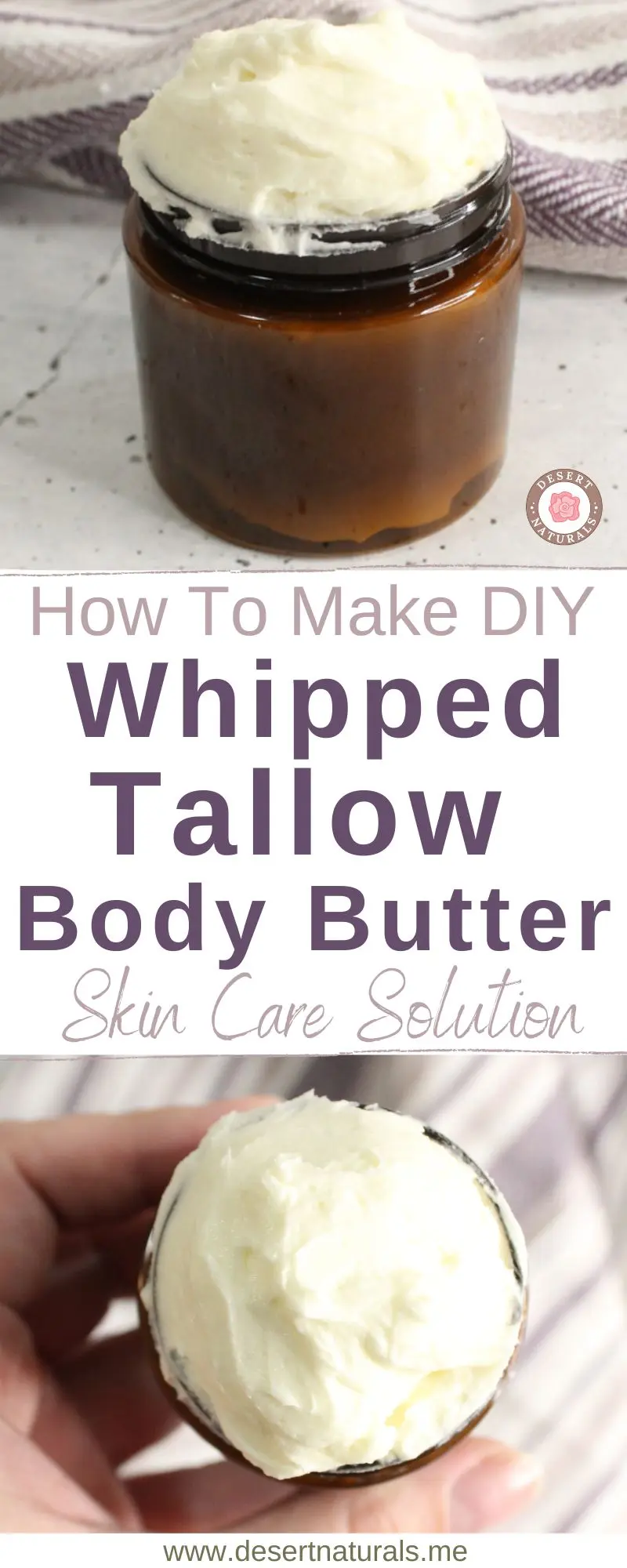jars of homemade whipped tallow body butter lotion