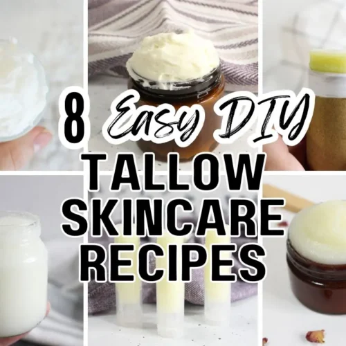 9 Tallow Recipes For Skin Care 7 collage of diy tallow skincare recipes with text overalay