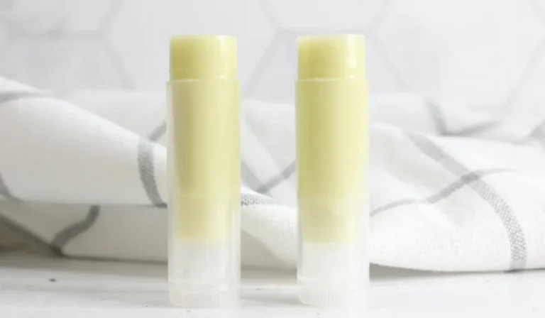 tubes of homemade green tea lip balm