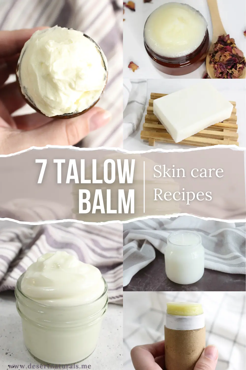 collage of tallow balm skin care homemade diy recipes