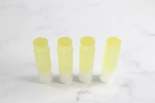 tubes of just poured tallow lip balm