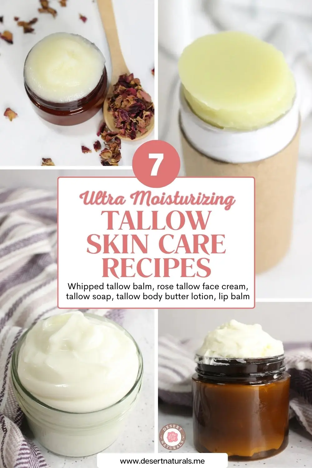 collage of ultra moisturizing tallow skin care recipes