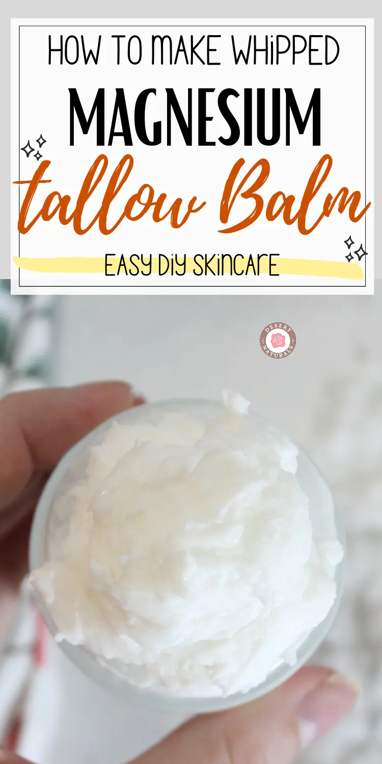 Magnesium Tallow Lotion Balm DIY Recipe 13 a hand holding a jar of homemade whipped magnesium tallow balm