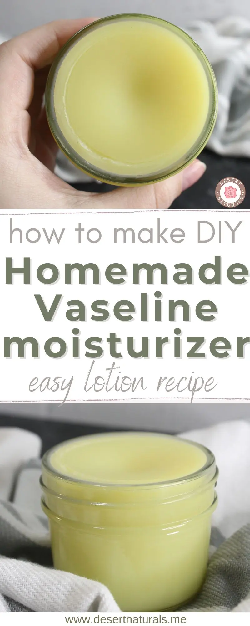 jars of homemade Vaseline from a diy moisturizer recipe