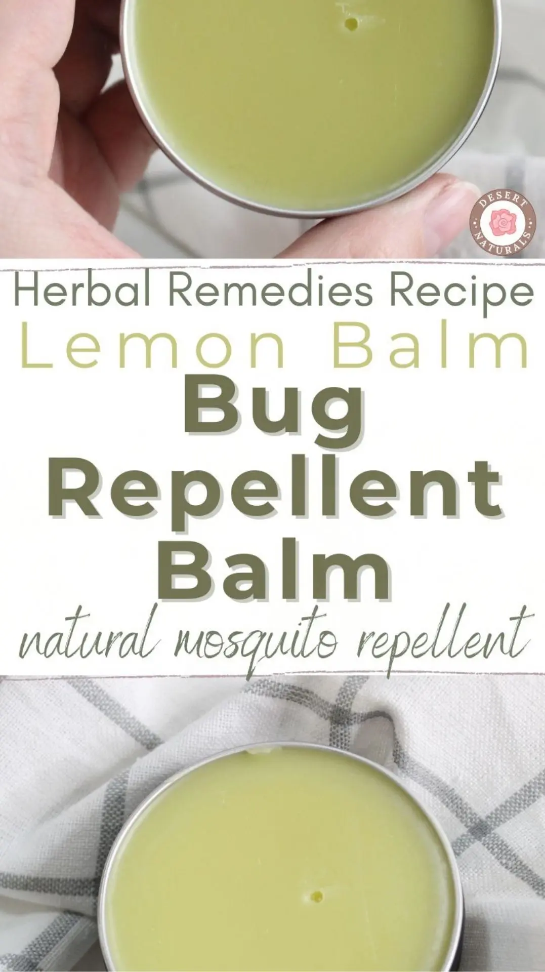 tin of homemade lemon balm bug repellent
