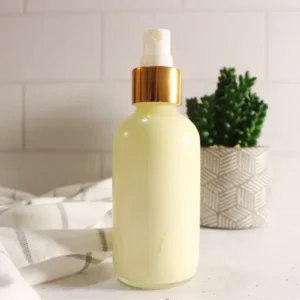 bottle of homemade sunscreen spray
