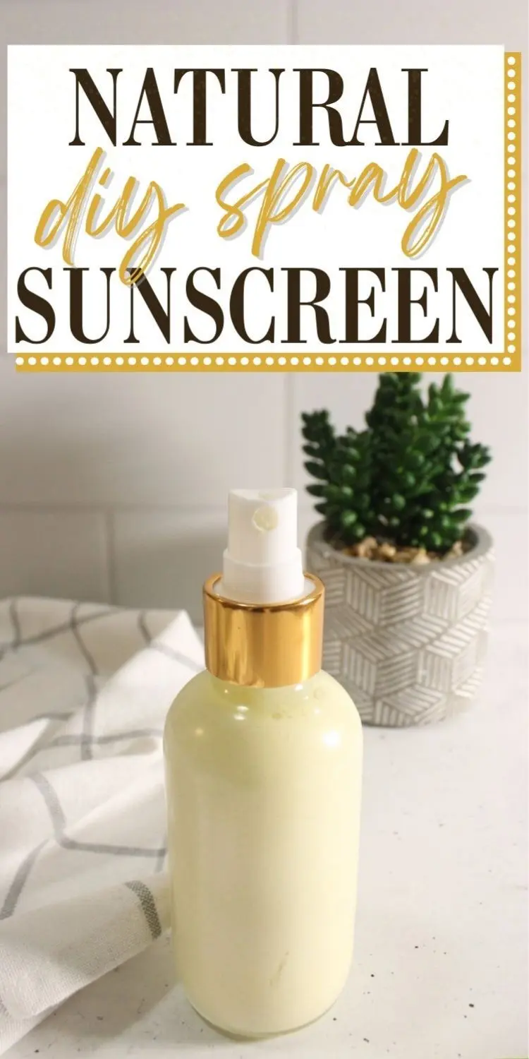 a bottle of homemade natural sunscreen spray