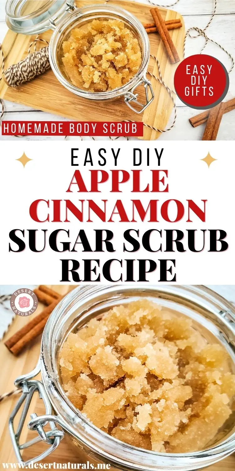 jar of homemade apple cinnamon sugar scrub