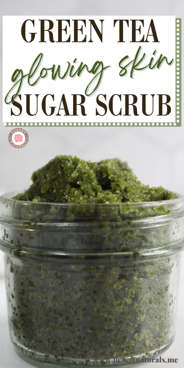 jar of homemade green tea sugar scrub