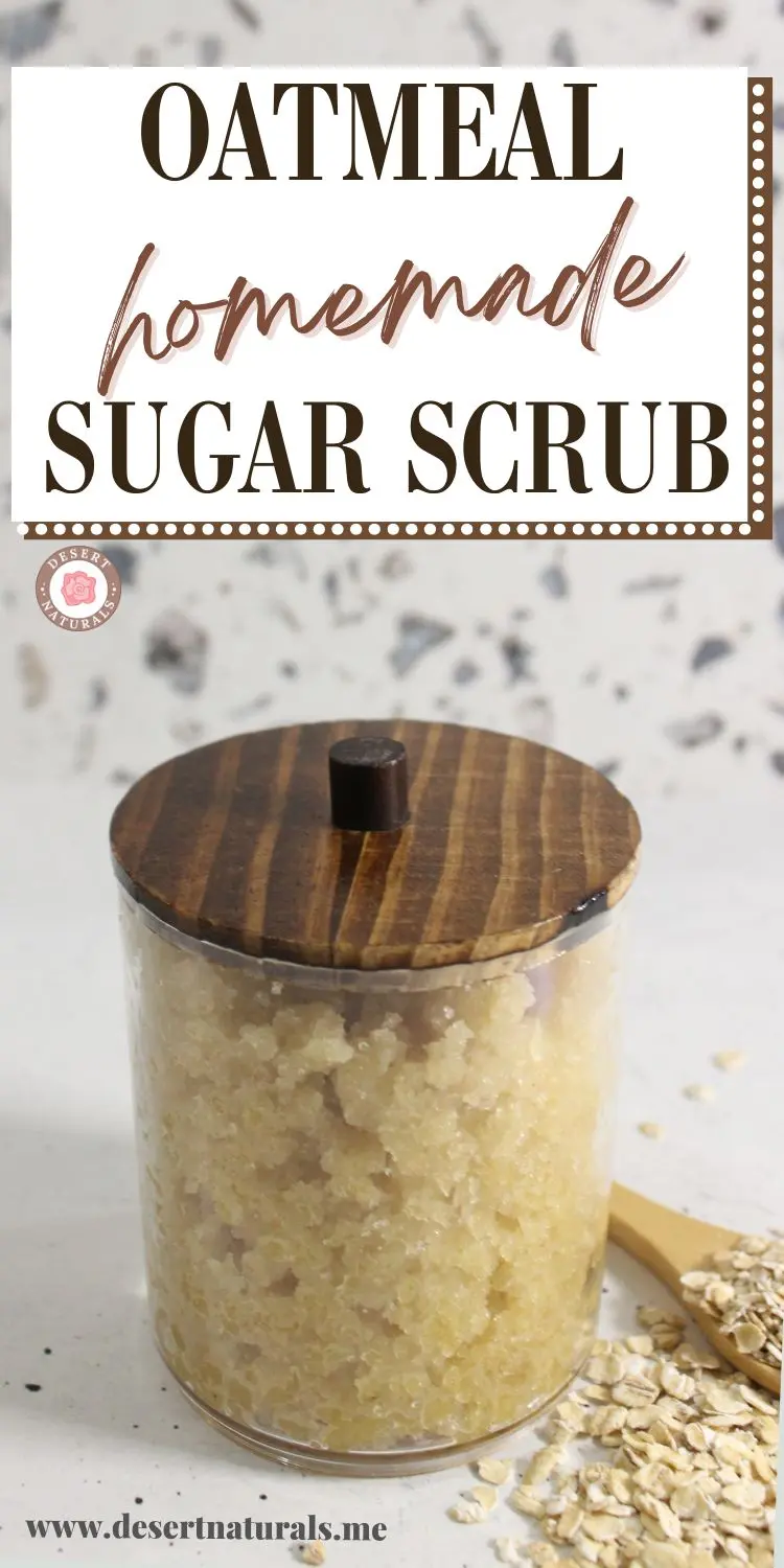 jar of homemade sugar scrub with oatmeal