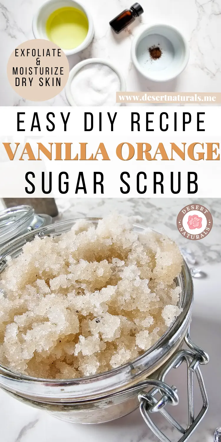 jar of homemade orange vanilla sugar scrub