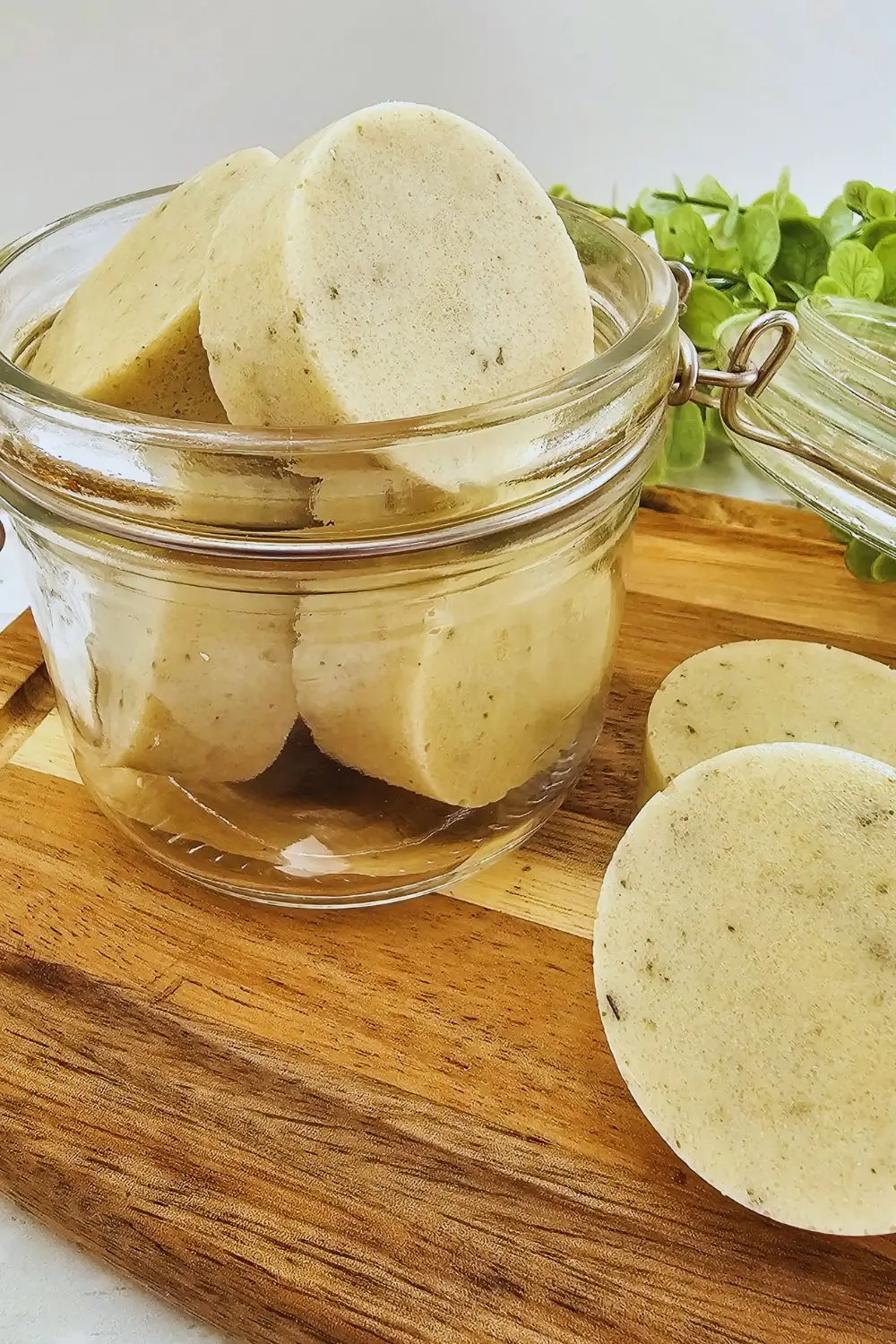 jar of homemade green tea sugar scrub bars
