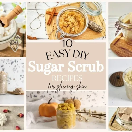 collage of diy homemade sugar scrub recipes