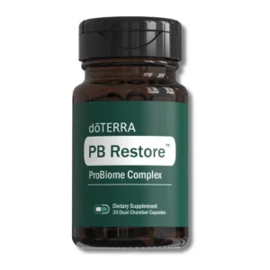 bottle of doTERRA pb restore on white background